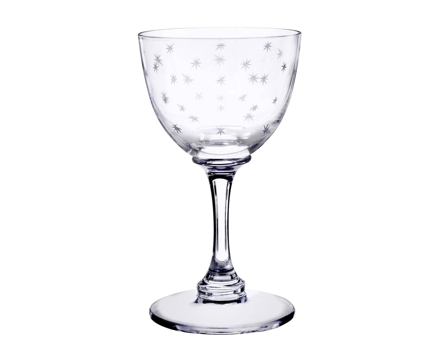 A Set Of Six Crystal Liqueur Glasses with Stars Design