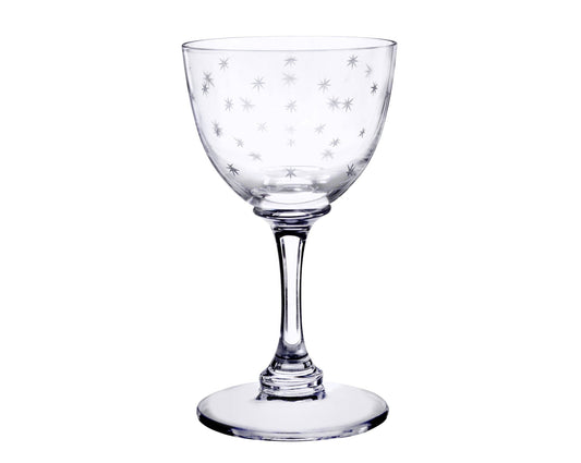 A Set Of Six Crystal Liqueur Glasses with Stars Design