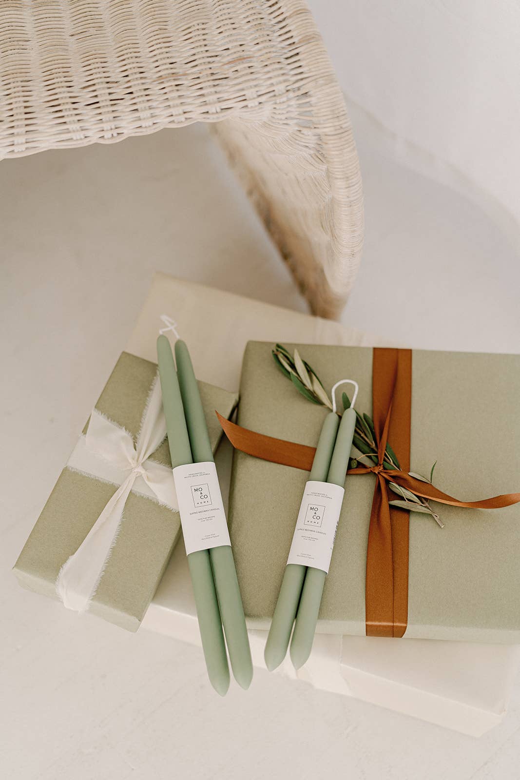 Mo&Co Home - 10" & 14" - 100% Beeswax Dipped Candles | Eucalyptus