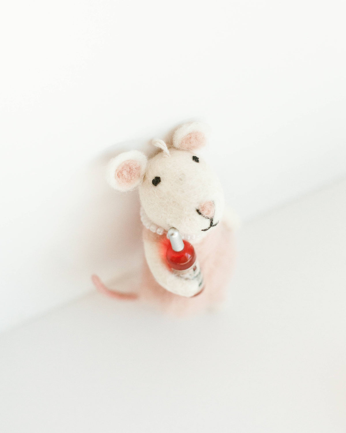 Creative Women - Rosé All Day Felt Mouse Ornament | Handcrafted in Nepal