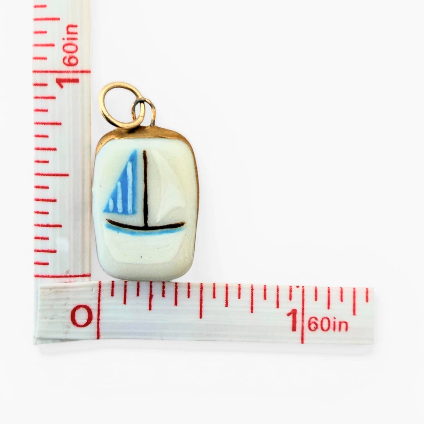 Sailboat Rectangle Charm: Light Blue