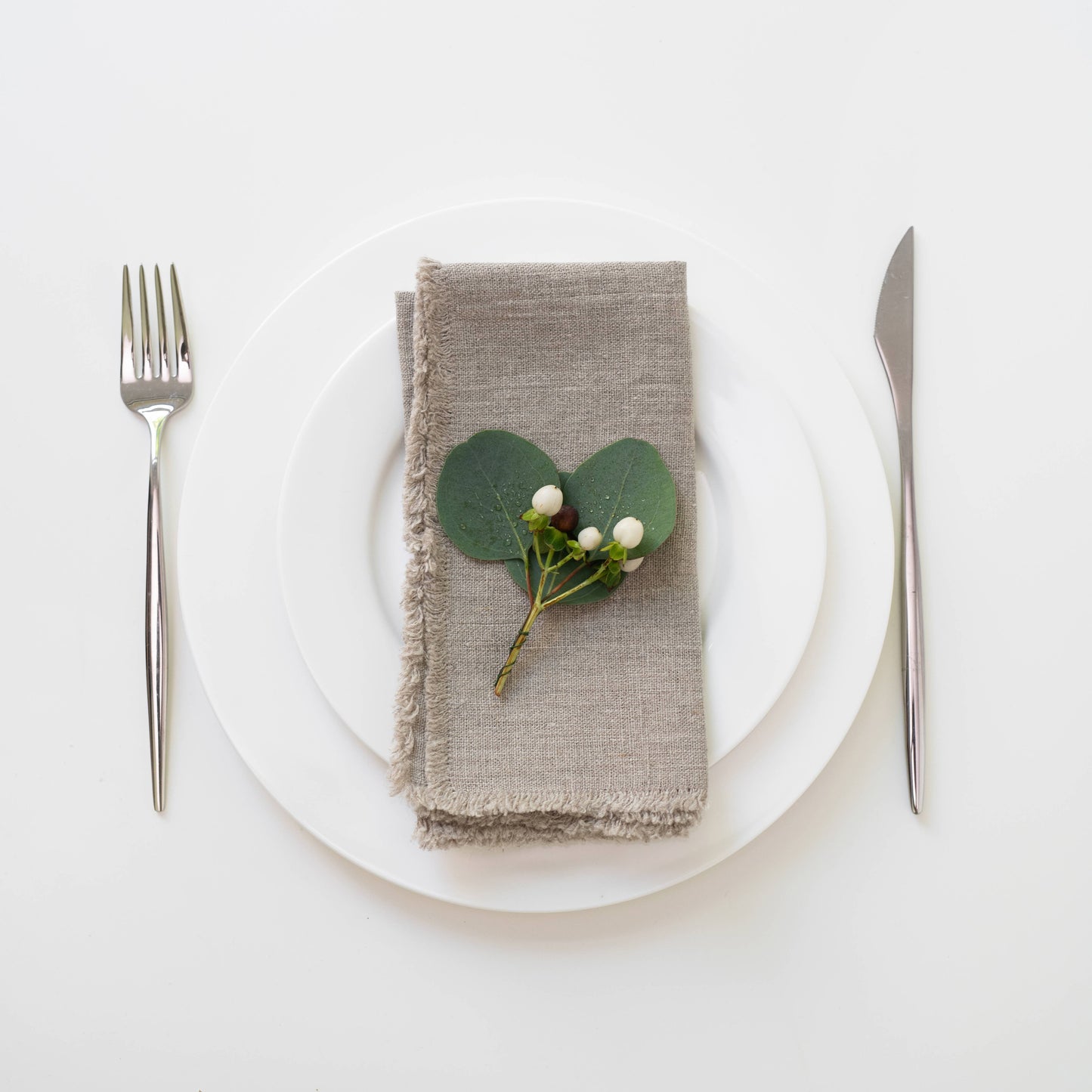 Natural Linen Napkins with Fringes Set of 4
