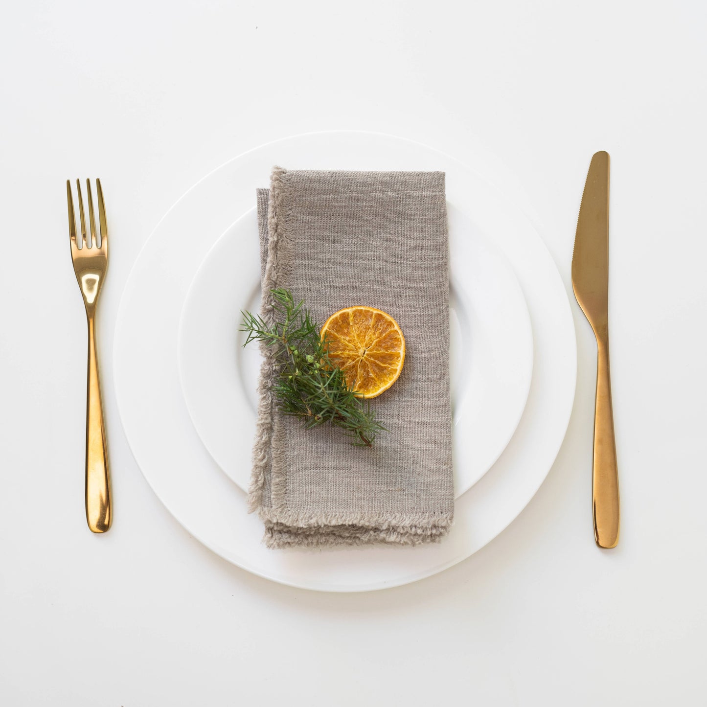 Natural Linen Napkins with Fringes Set of 4