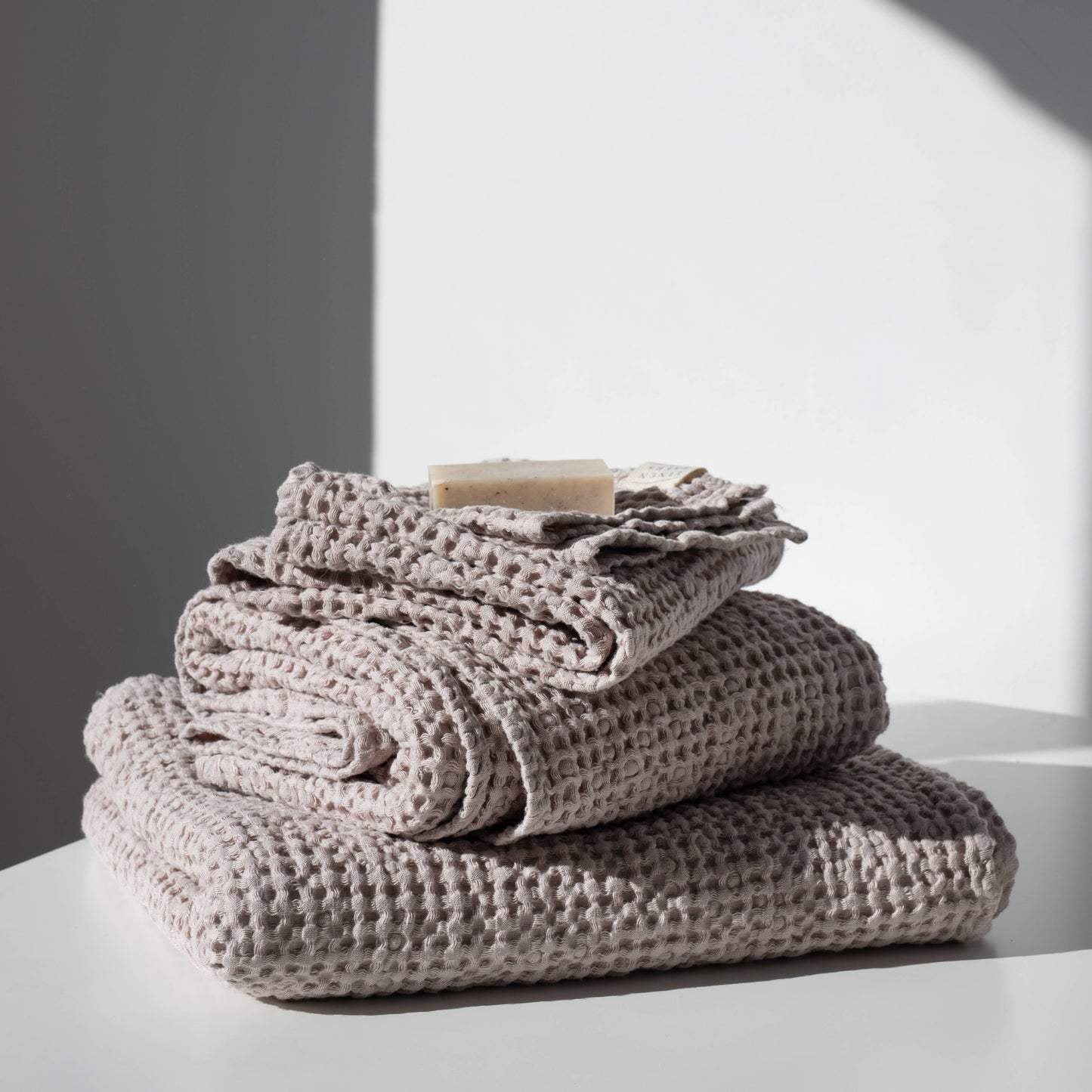 Powder Linen & Cotton Honeycomb Waffle Towels: 39"x55" | 100x140cm