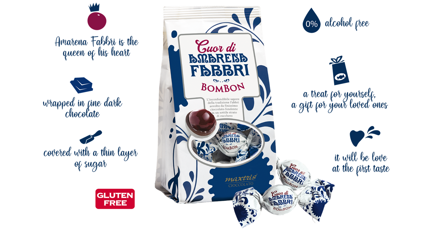 Chocolate Covered Candied Amarena Cherries - Fabbri Cuor di