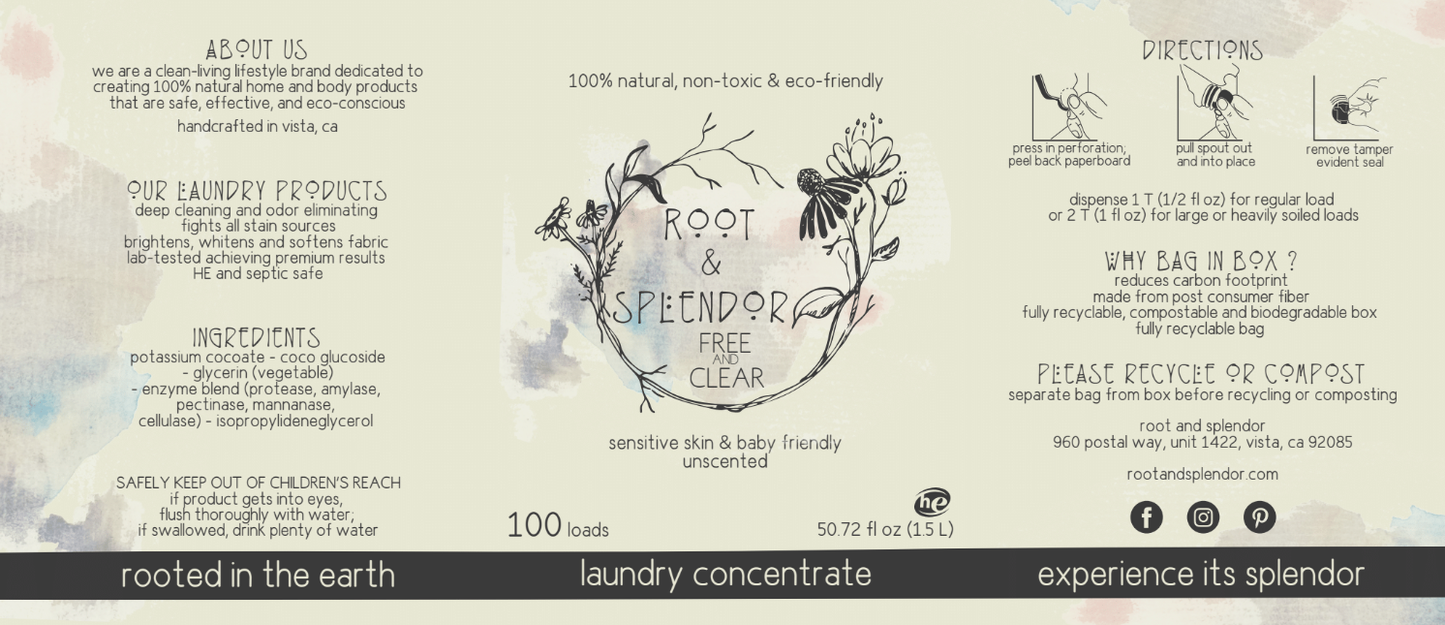 Laundry Soap Concentrate: Free and Clear / 1.5L (100 Loads)