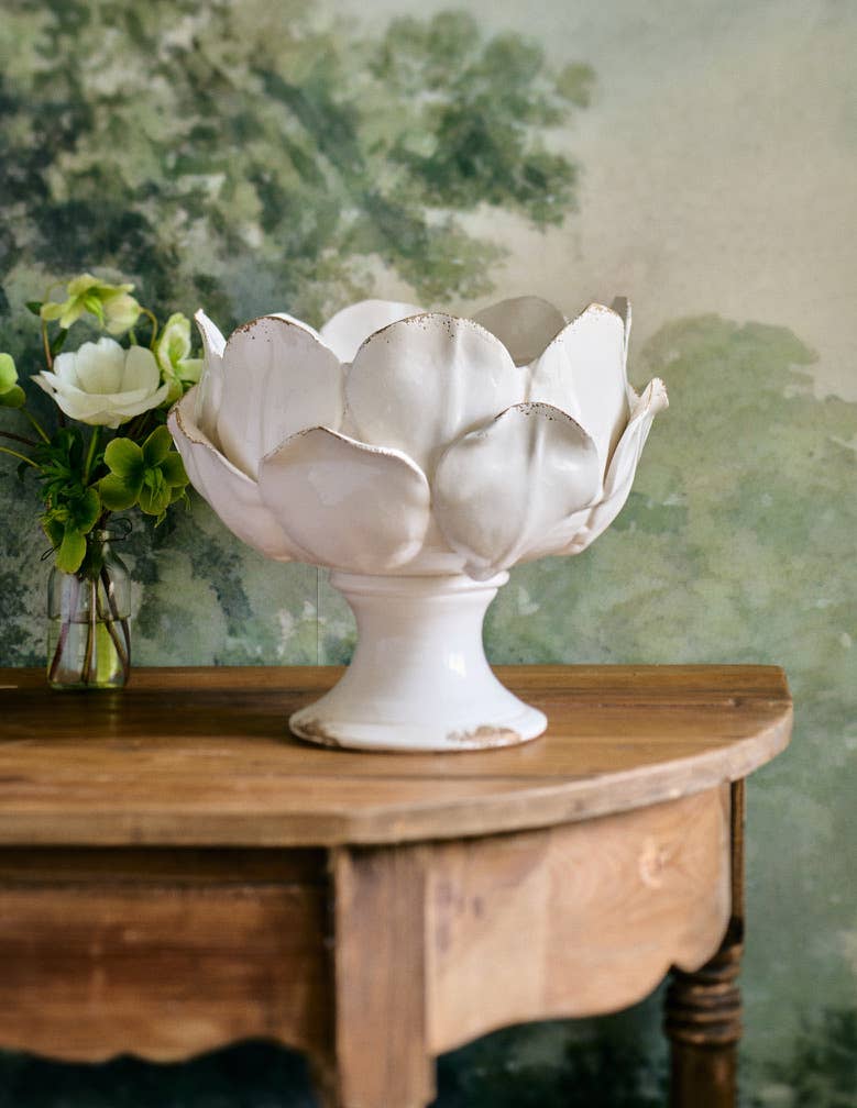 Petal Bowl Ceramic Vase Ivory