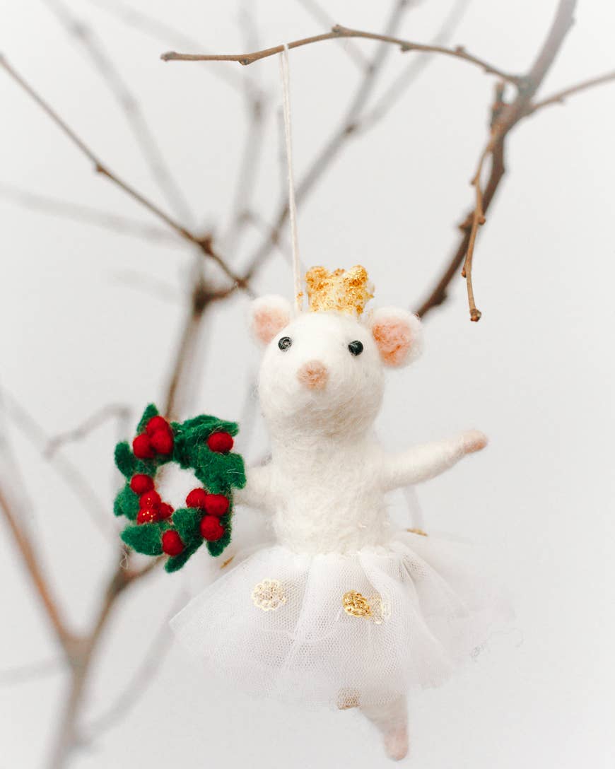 Creative Women - BALLERINA MOUSE FELT ORNAMENT | Handcrafted in Nepal