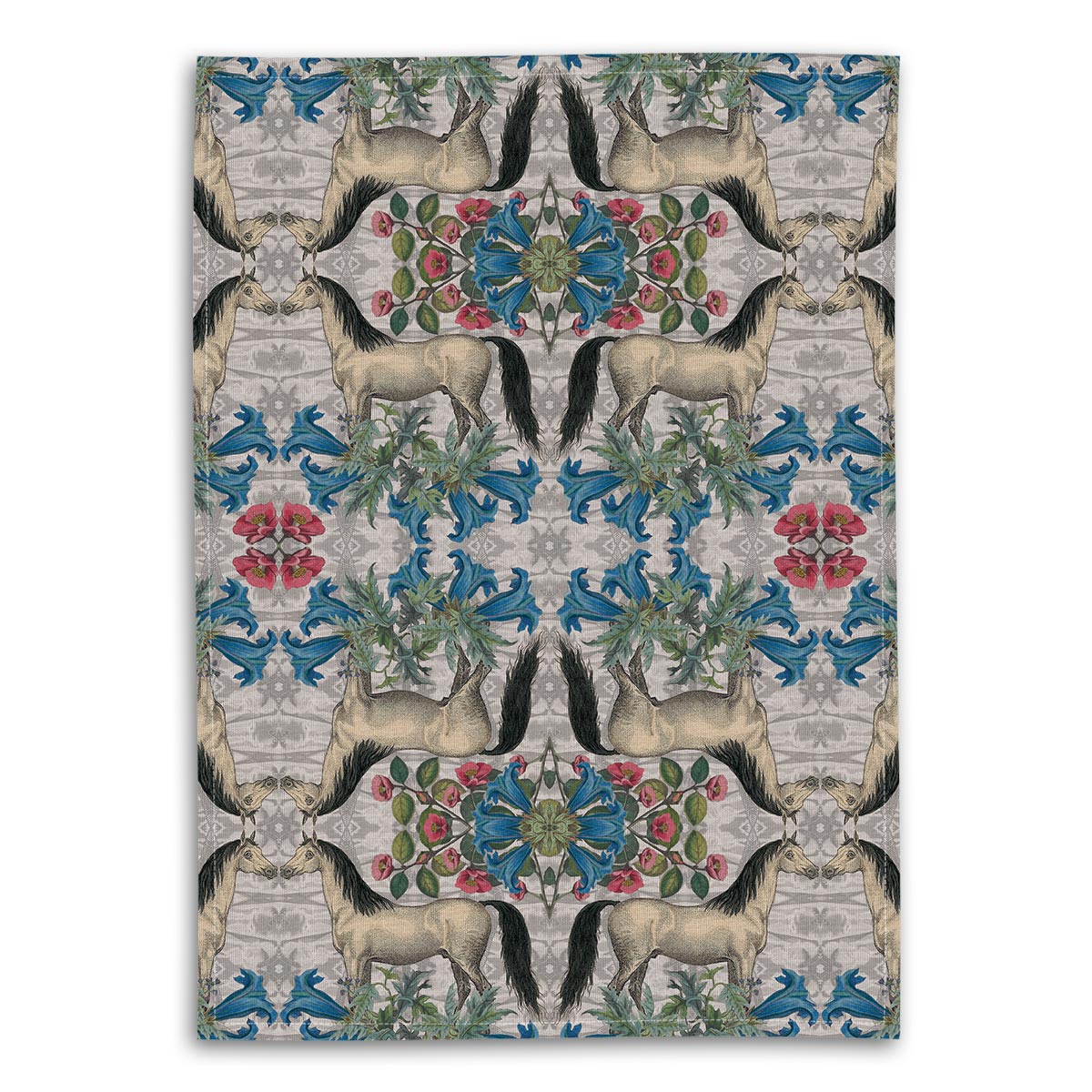 Tea Towel White Horse Floral