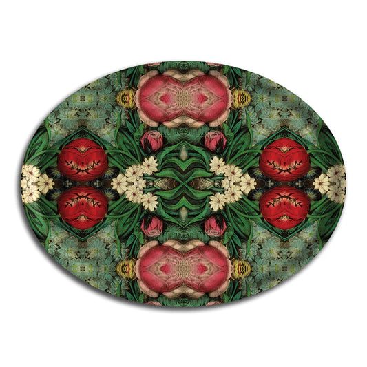 Tray Pink Bouquet Oval