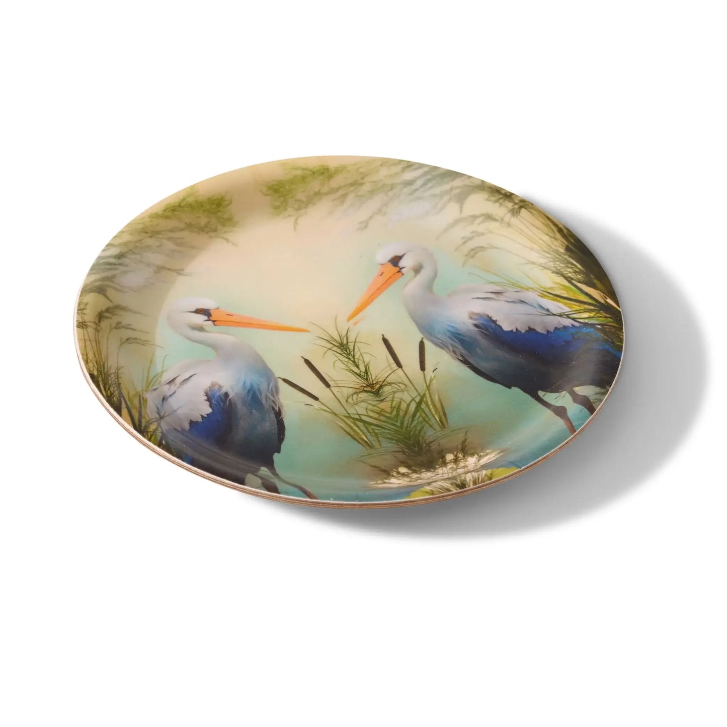 Great Blue Stork Mini Birchwood Tray