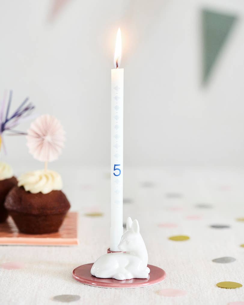 Sweet Stories Fawn Dusty Rose Candlestick