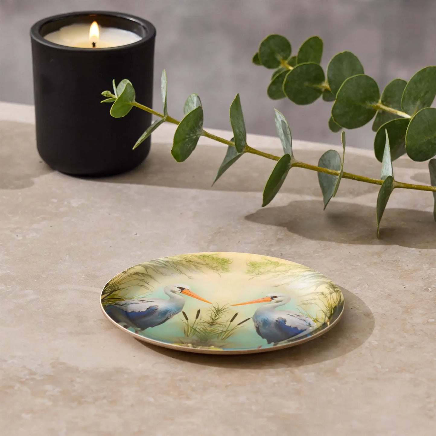 Great Blue Stork Mini Birchwood Tray