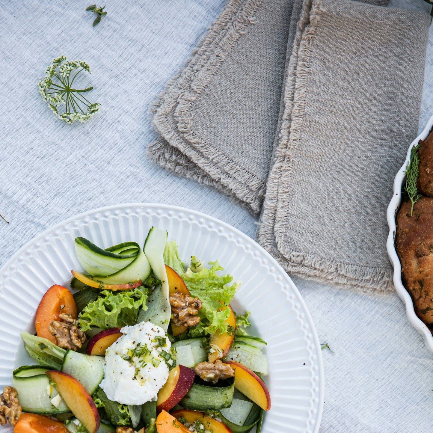 Natural Linen Napkins with Fringes Set of 4