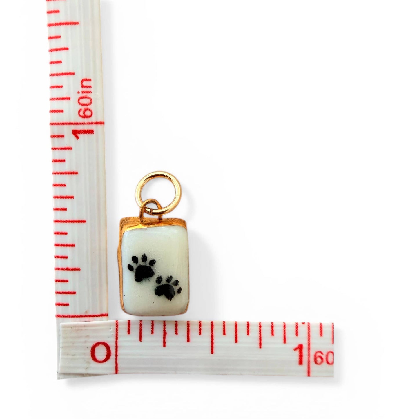 Emoji Paw Prints Charm: Small Rectangle