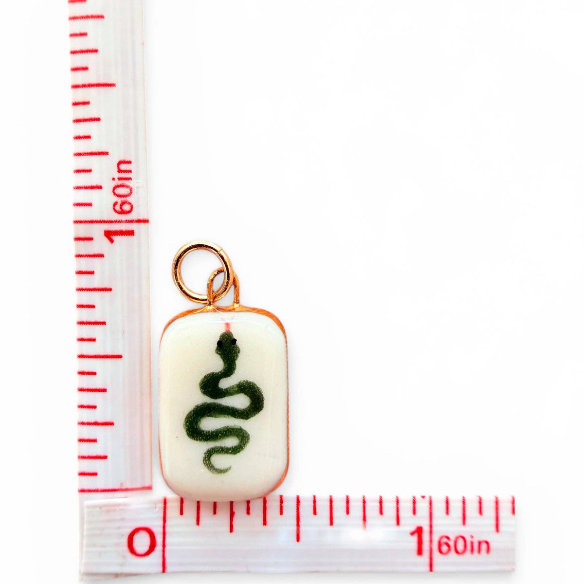 Green Snake Charm: Gold Luster / Bar