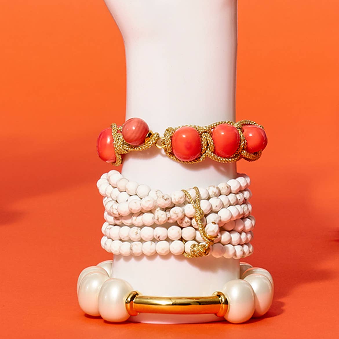 Classic Pebble Pearl Bracelet: Salmon