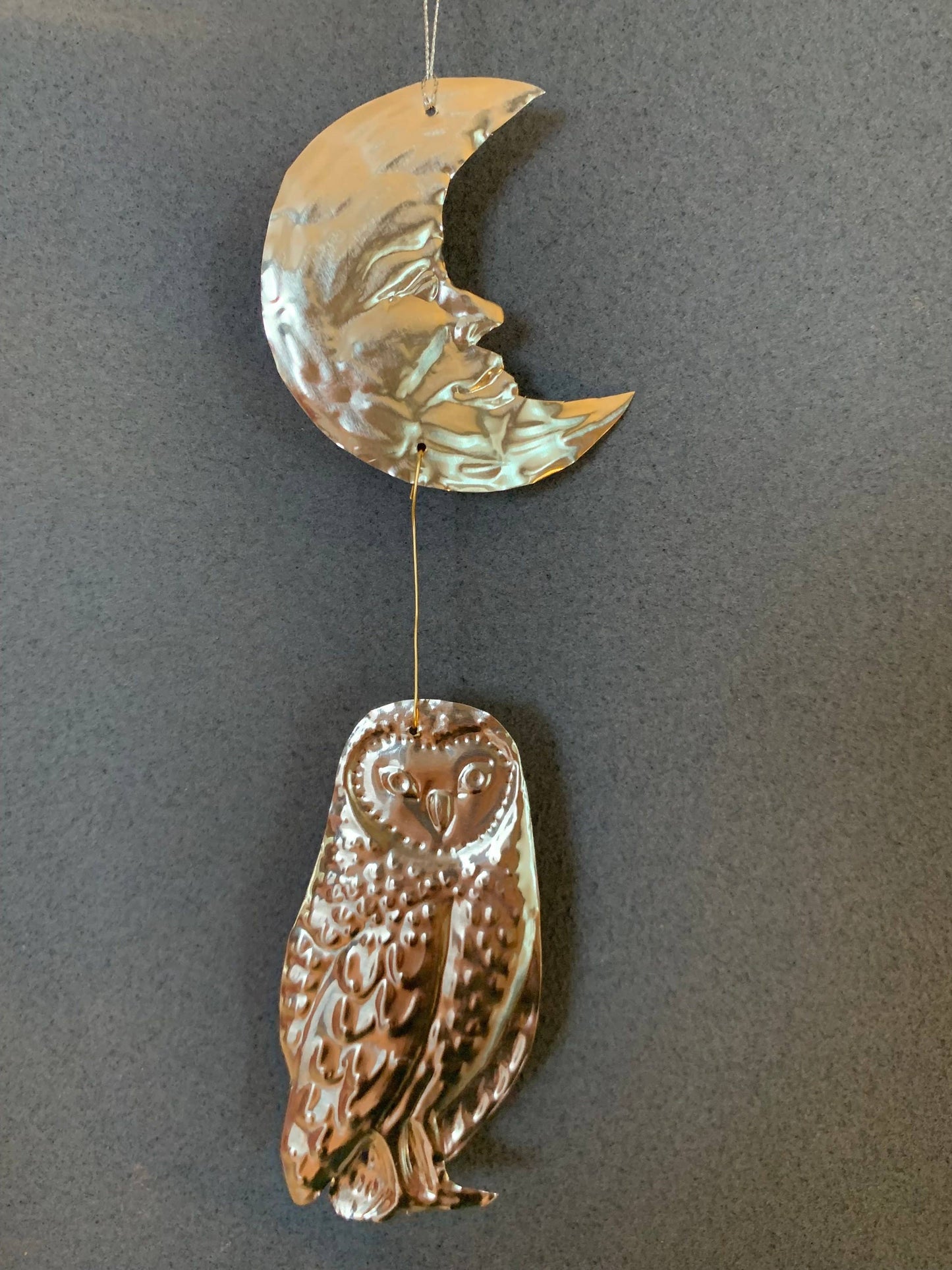 Celestial Moon and Owl Silver Foil Embossed Wall Decor
