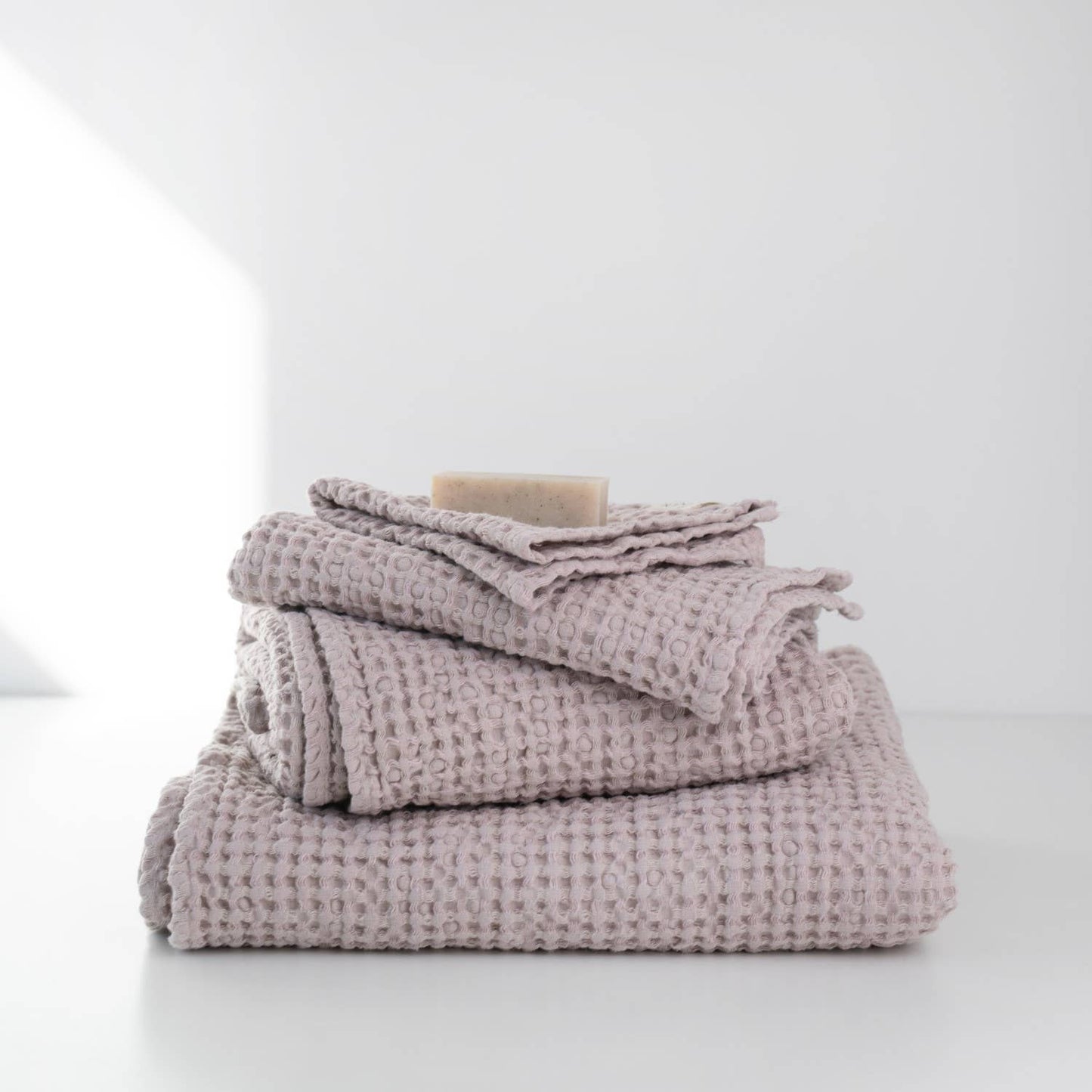 Powder Linen & Cotton Honeycomb Waffle Towels: 39"x55" | 100x140cm