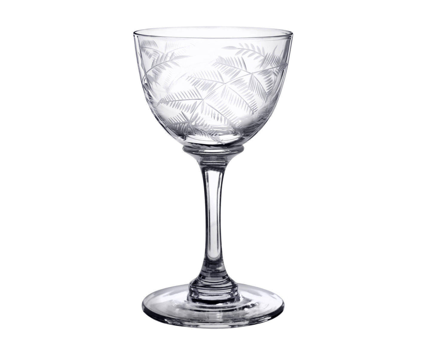 Set Of Six Crystal Liqueur Glasses with Fern Design