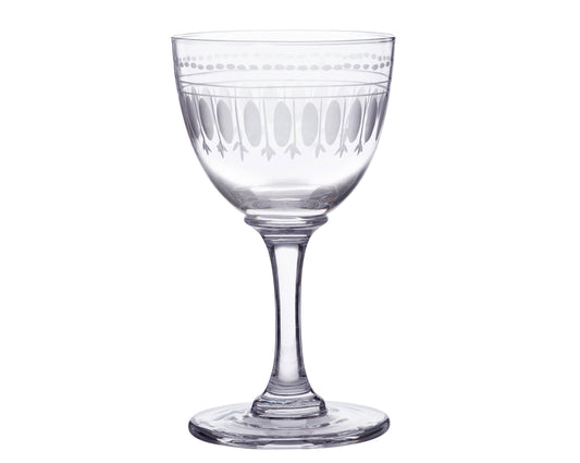 A Set Of Six Crystal Liqueur Glasses with Ovals Design