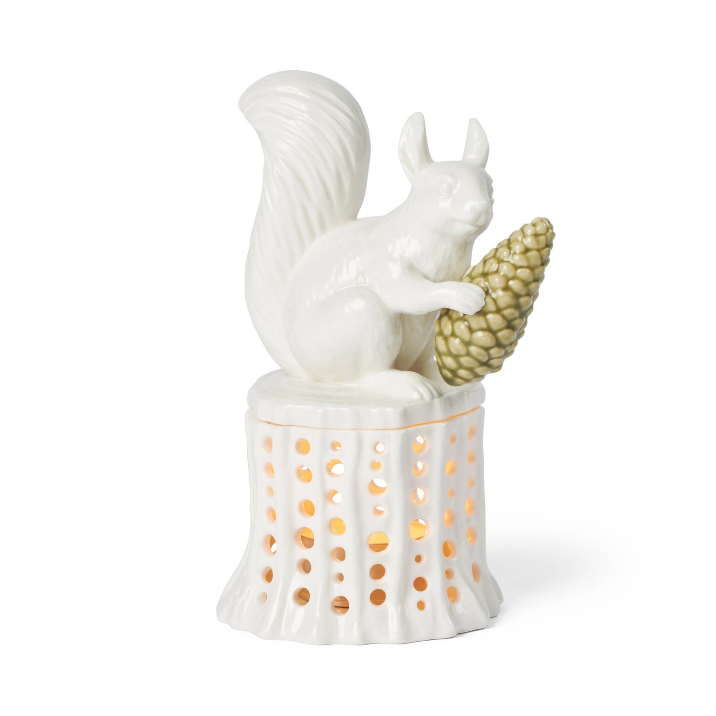 Winter Stories Squirrel on Tree Stumb tealight holder