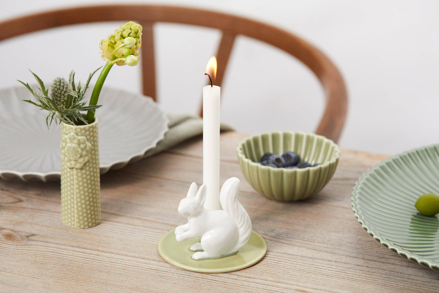 Sweet Stories Squirrel Candlestick Wasabi