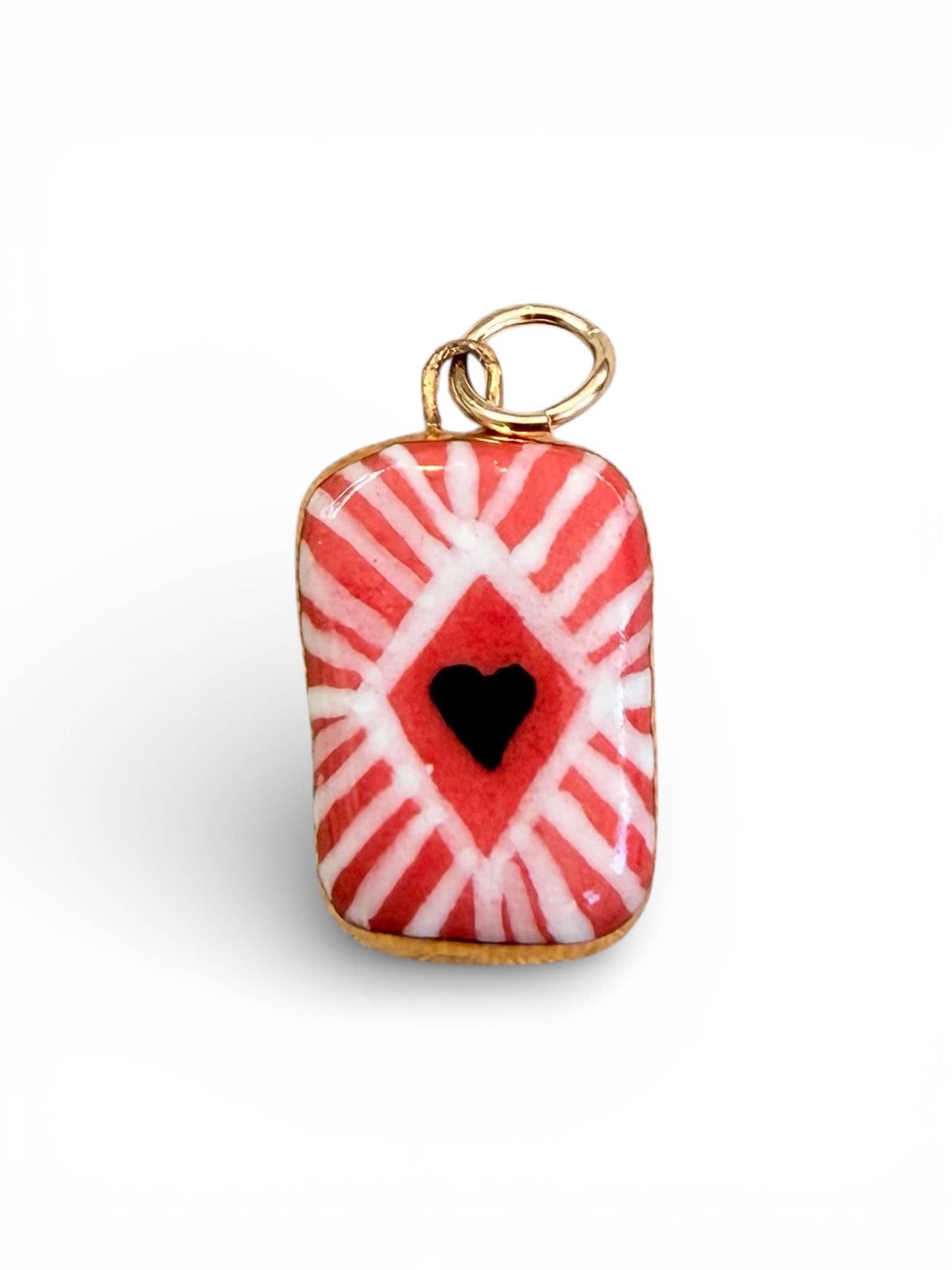 Heart Diamond Charm : Light Pink + Black Heart