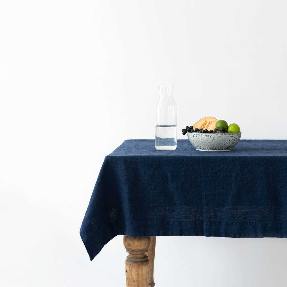 Navy Linen Tablecloth: 55"x118" | 140x300 cm