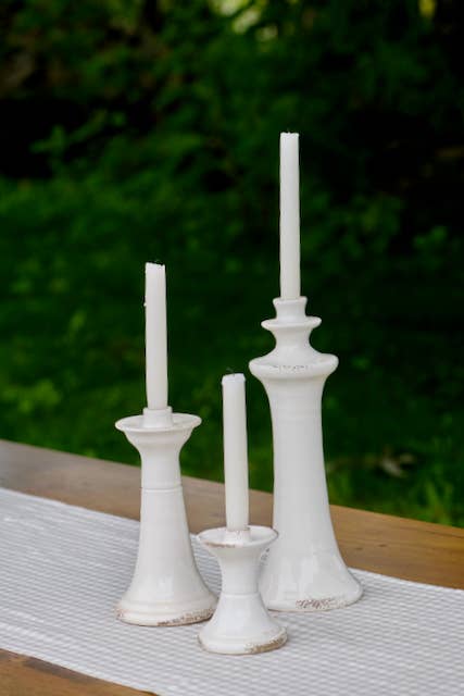 Taza Ceramic Candlestick: Ivory / Large