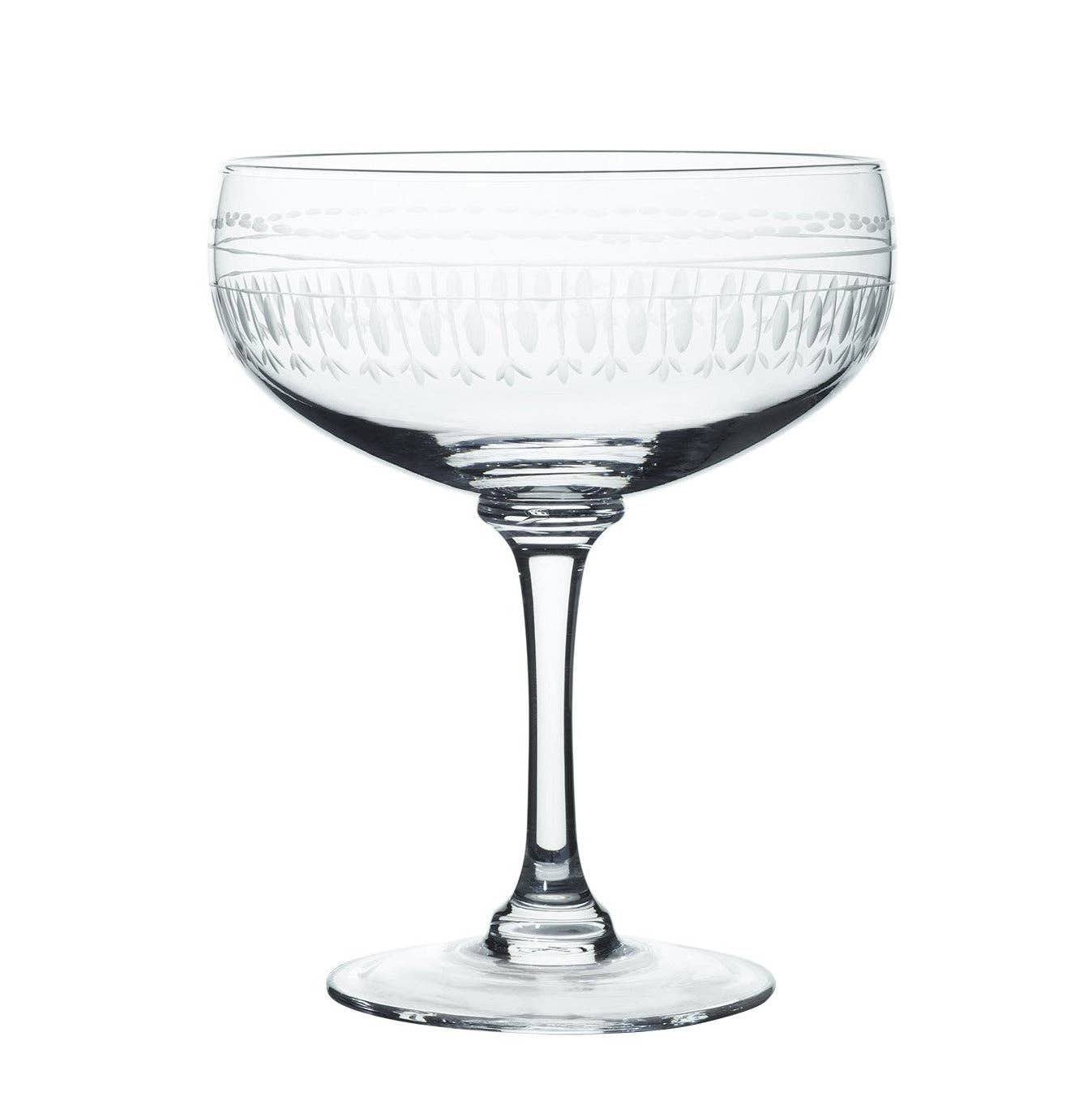 Set of Four Crystal Cocktail Glasses with Ovals Design