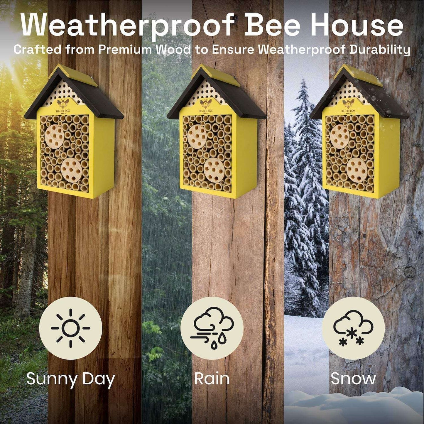 Bee House Bamboo Pollinator Habitat Garden Outdoor Box