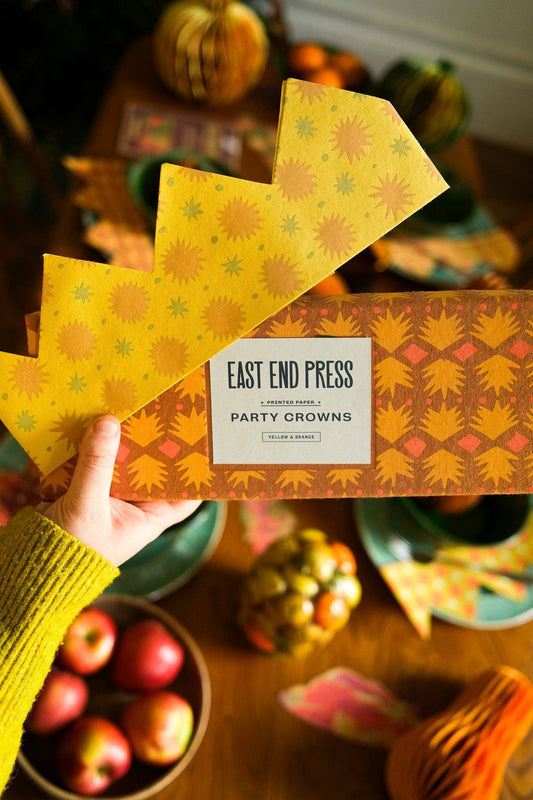 YELLOW & ORANGE PAPER CROWNS