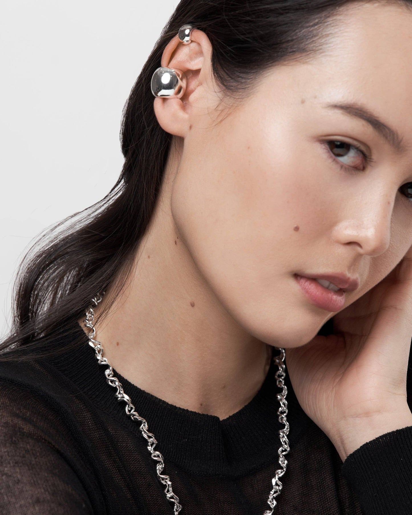 Leda Ear Cuff - Silver: Large earcuff - 17.7mm