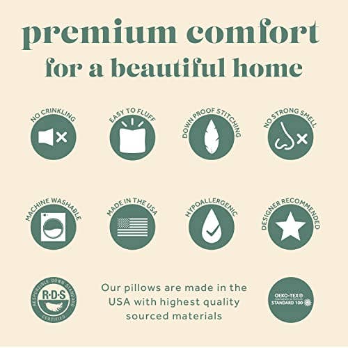 ComfyDown Decorative Throw Pillow Insert, Down - Square: 21X21