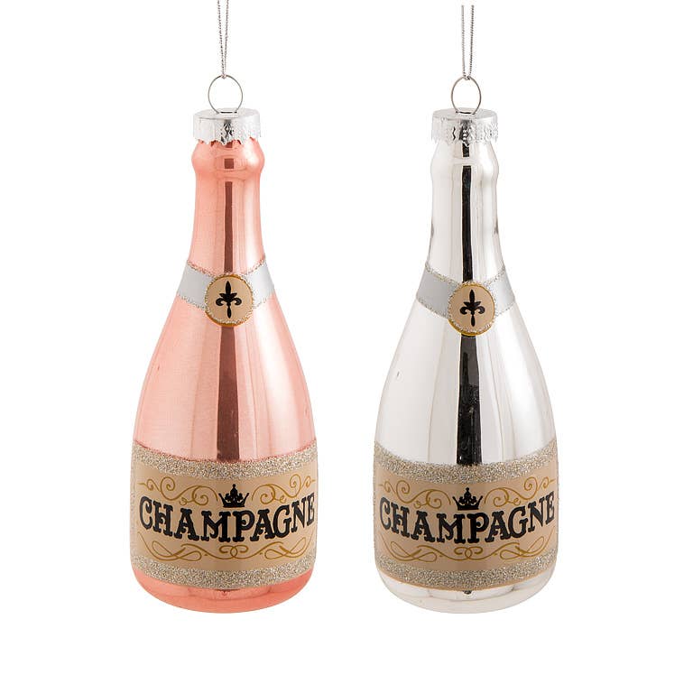 Champagne Bottle Ornament-5"H: Pink
