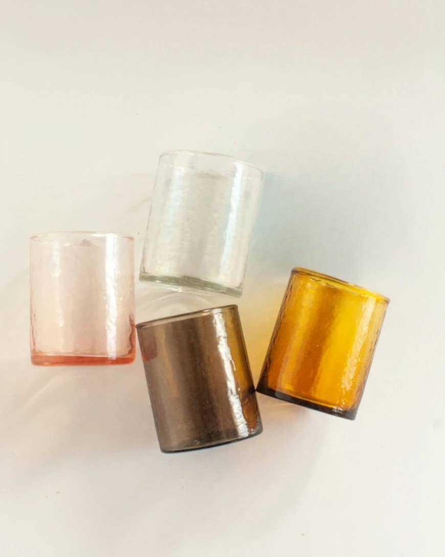 Handblown Hammered Glasses | Set of 4: Amber