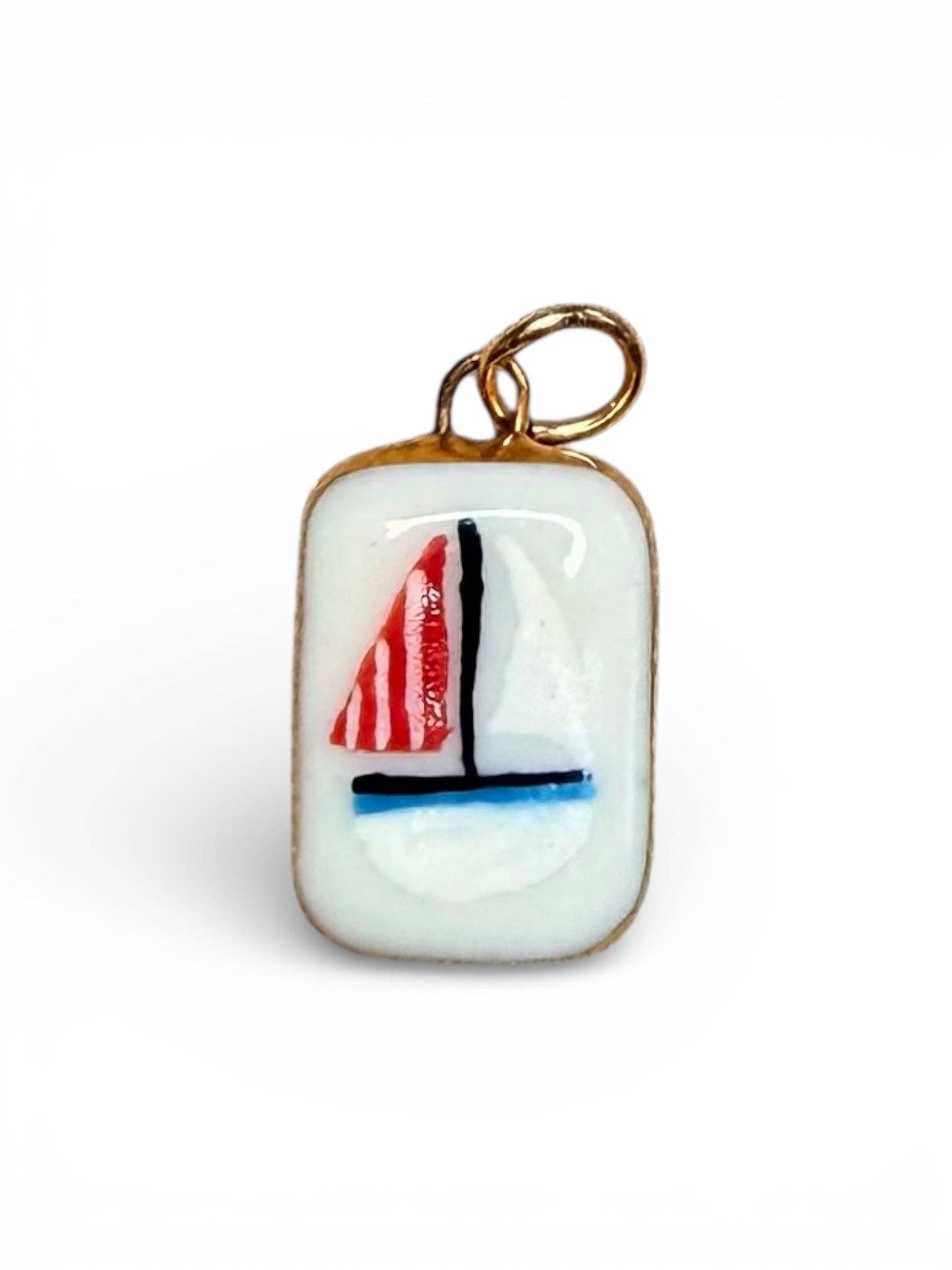 Sailboat Rectangle Charm: Light Blue