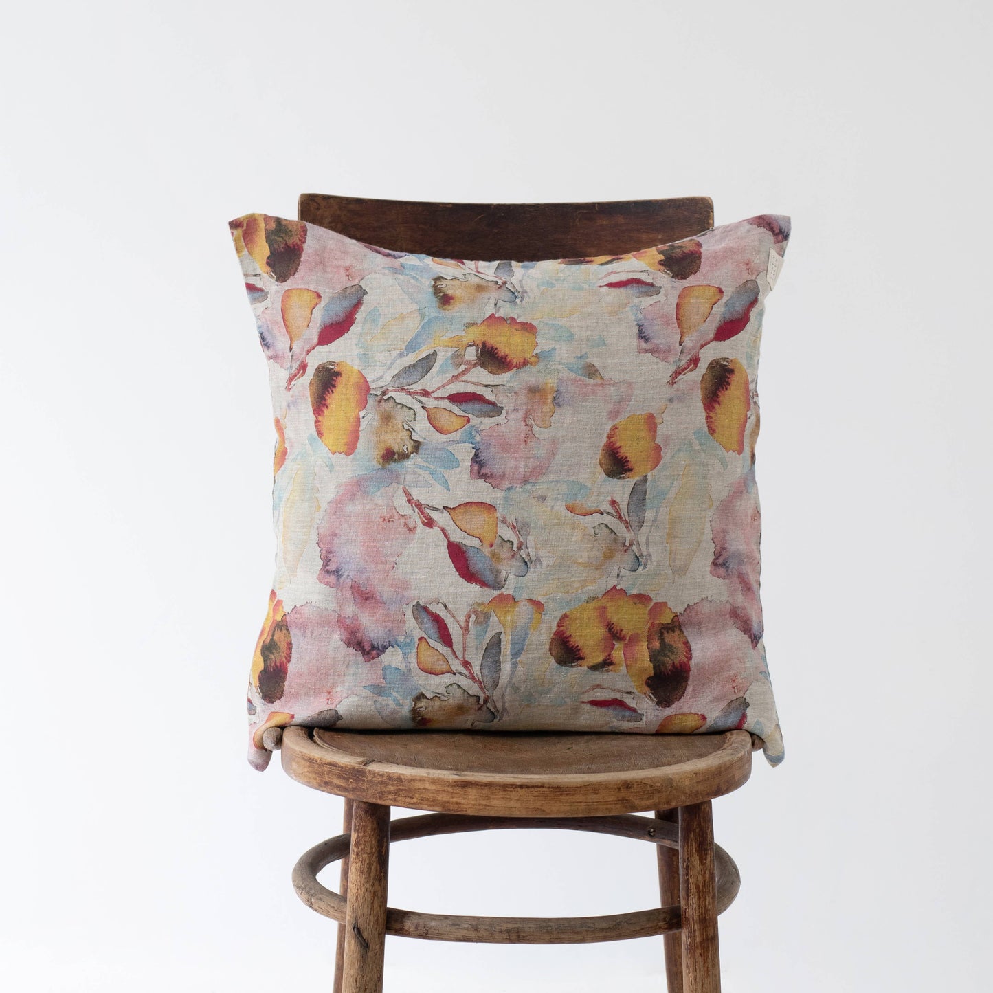 Orange Flow on Natural Linen Cushion Cover: 20"x20" | 50x50cm