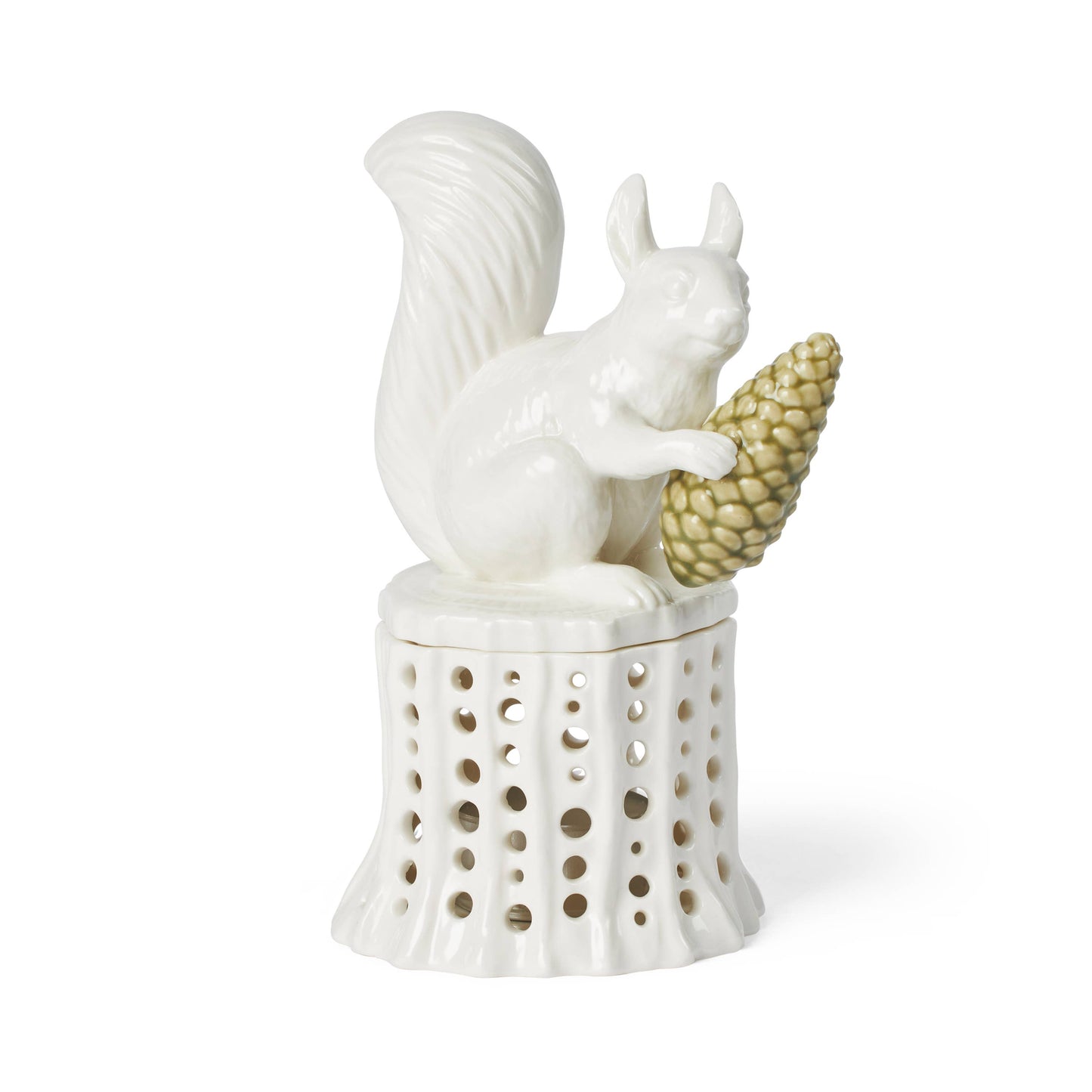 Winter Stories Squirrel on Tree Stumb tealight holder