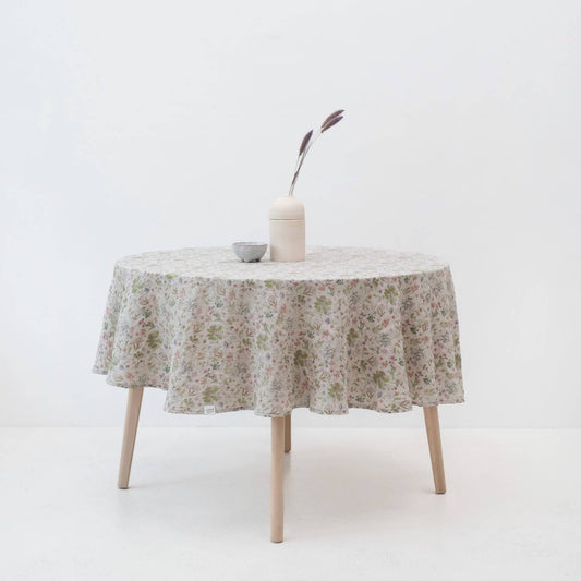 Botany 2 Lightweight Linen Round Tablecloth: Ø 71" | 180 cm
