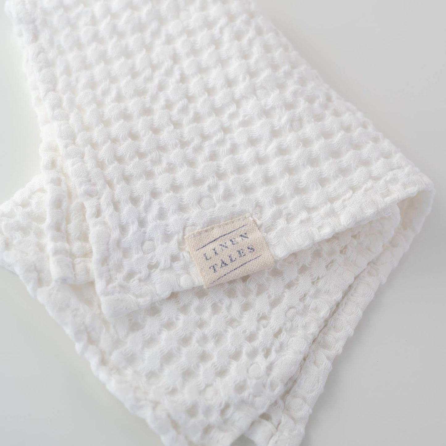 White Linen & Cotton Honeycomb Waffle Towels