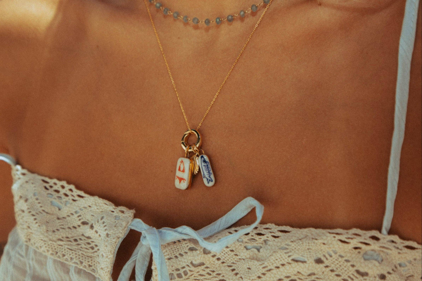 Lucky Blue Fish Charm: White Background
