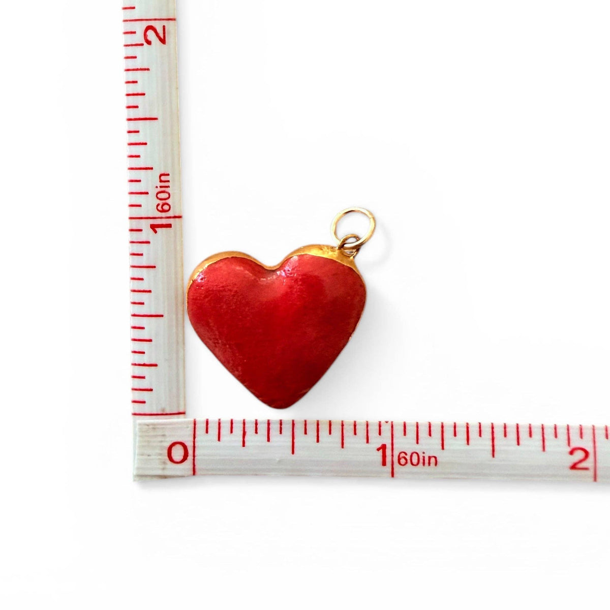Heart charm: Gold Luster / Small Red
