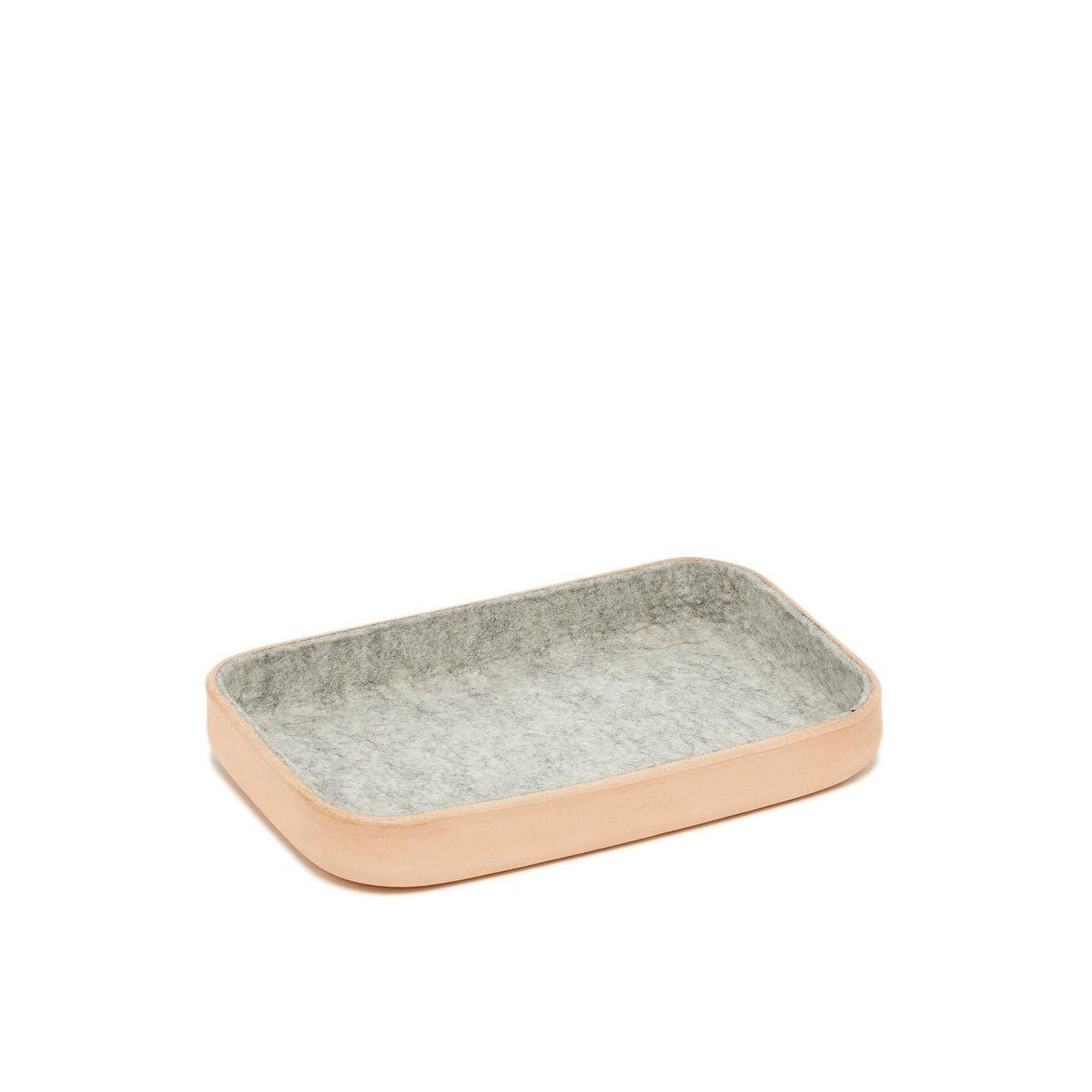 Small Kawabon Leather/Merino Wool Felt Tray Granite, Natural: Granite