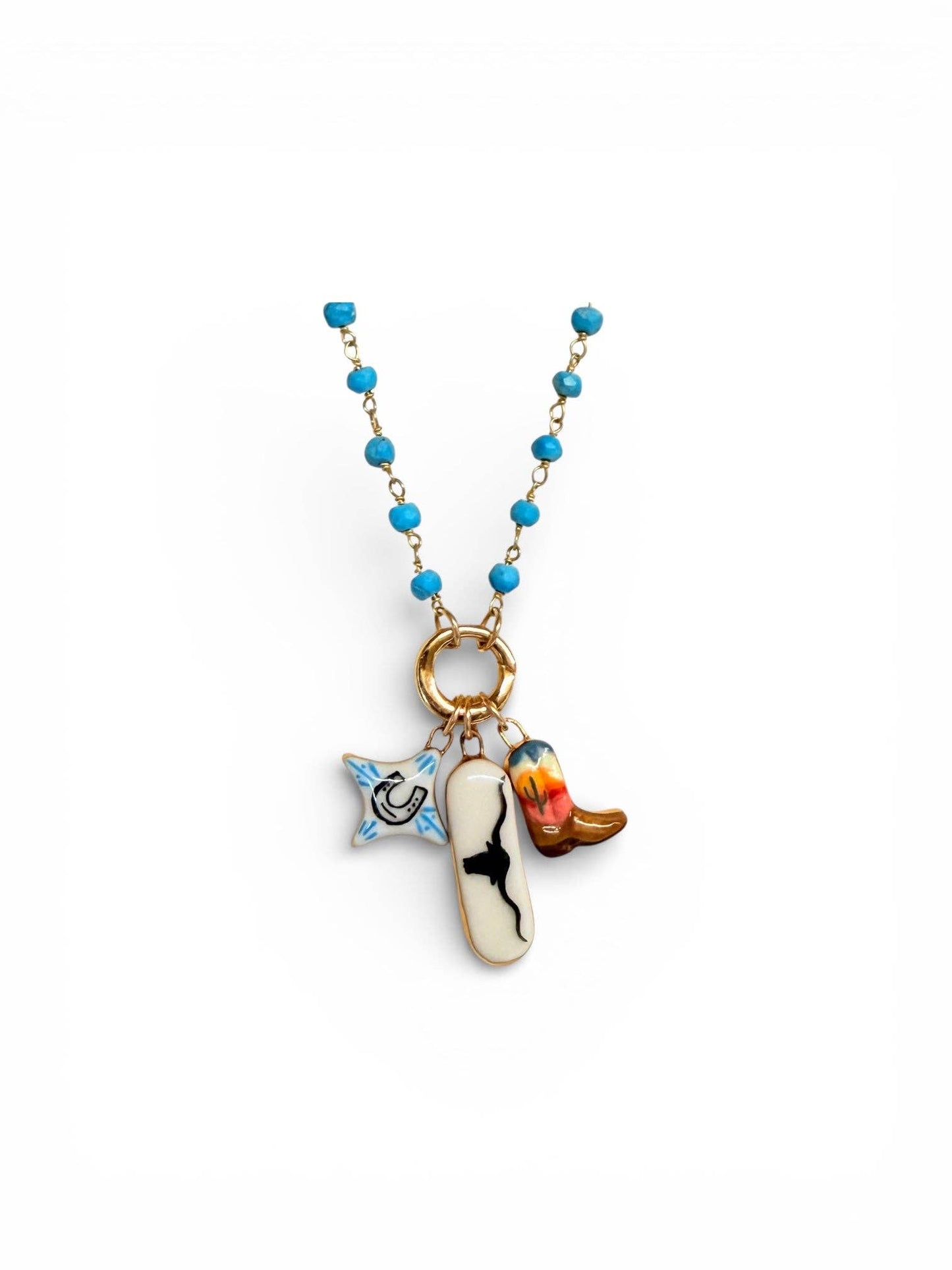 Cowboy Boot Charm: Aqua/Turquoise