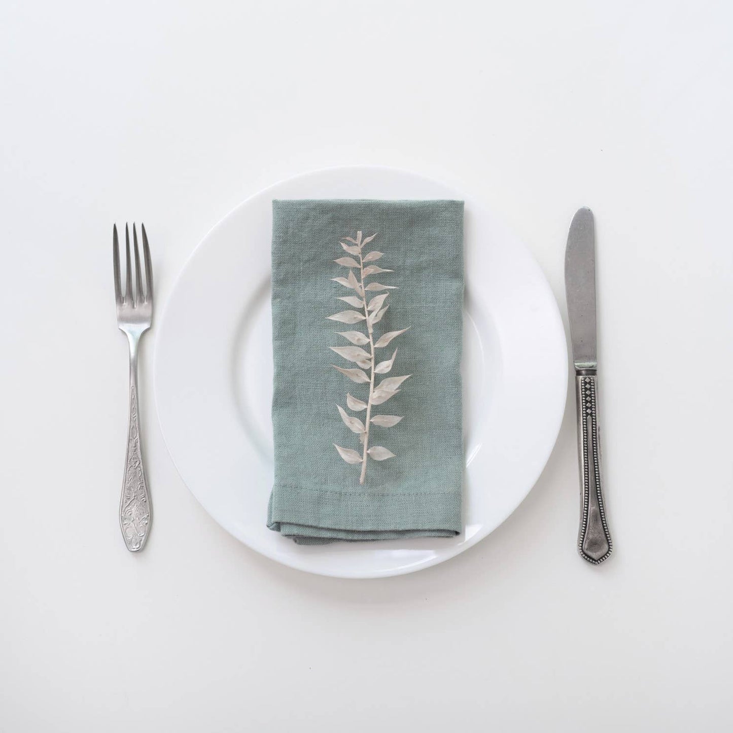 Linen Tales - Green Milieu Linen Napkins Set of 4