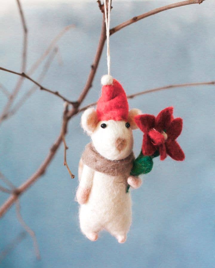 Creative Women - FLOWER MOUSE FELT ORNAMENT | Handcrafted in Nepal
