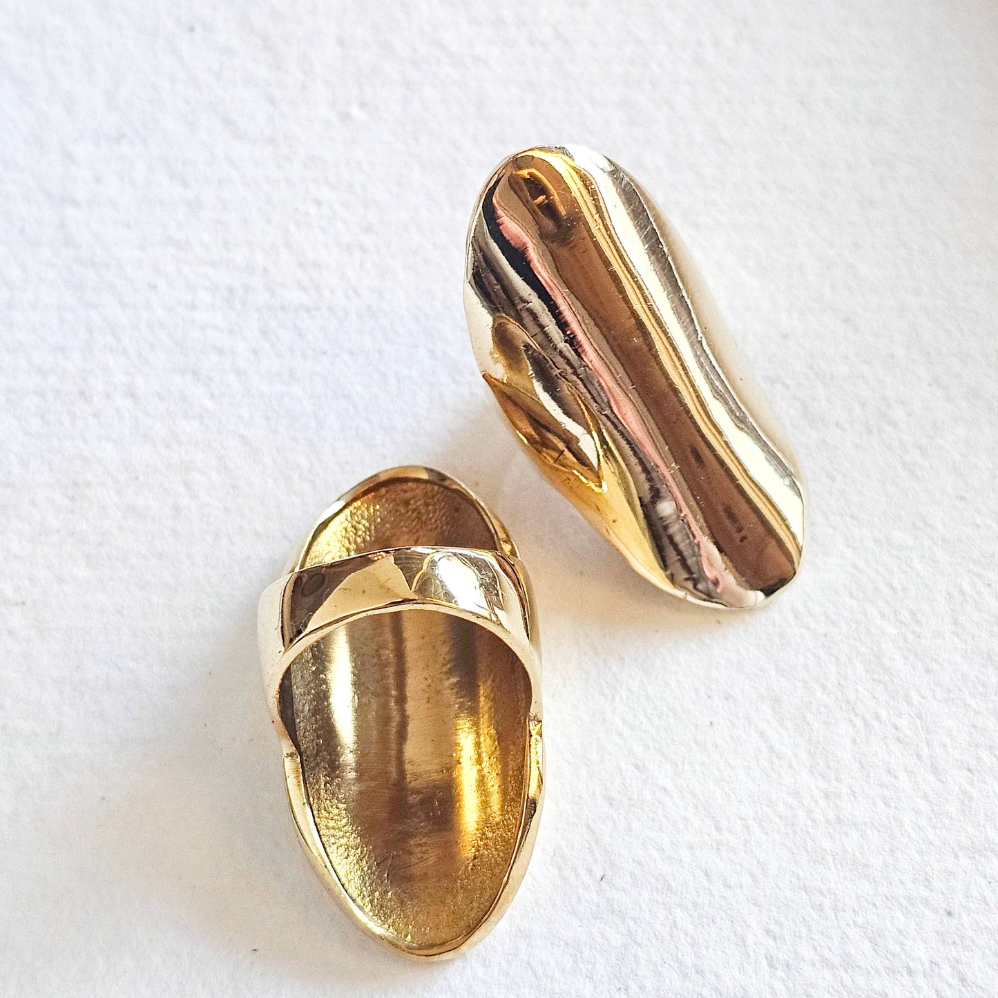 Brass shield ring large long handcrafted handmade
