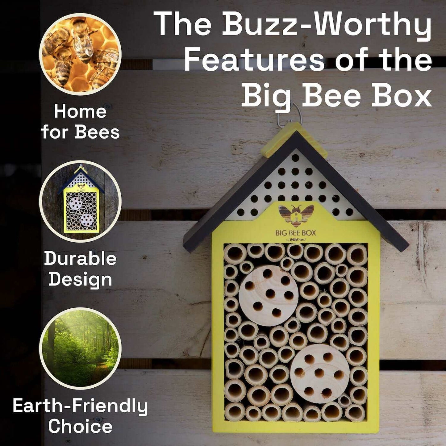 Bee House Bamboo Pollinator Habitat Garden Outdoor Box